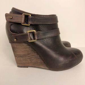 Hive & Honey Toluca Leather Wedge Booties 9